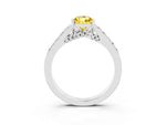 Pear Cut Yellow Sapphire Solitaire Ring in White gold with Crossover Gallery and Round Pavé Band_3