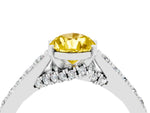 Pear Cut Yellow Sapphire Solitaire Ring in White gold with Crossover Gallery and Round Pavé Band_4