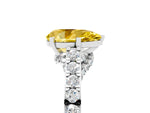Pear Cut Yellow Sapphire Solitaire Ring in White gold with Crossover Gallery and Round Pavé Band_5