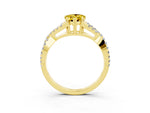 Pear Cut Yellow Sapphire Solitaire Ring in Yellow gold with Interwoven Pavé Band and Prong Setting_3