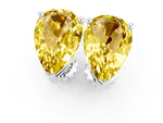 Pear Cut Yellow Sapphire Stud Earrings in White gold with Basket Setting_1