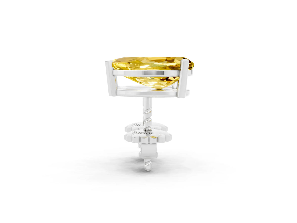 Pear Cut Yellow Sapphire Stud Earrings in White gold with Basket Setting_2
