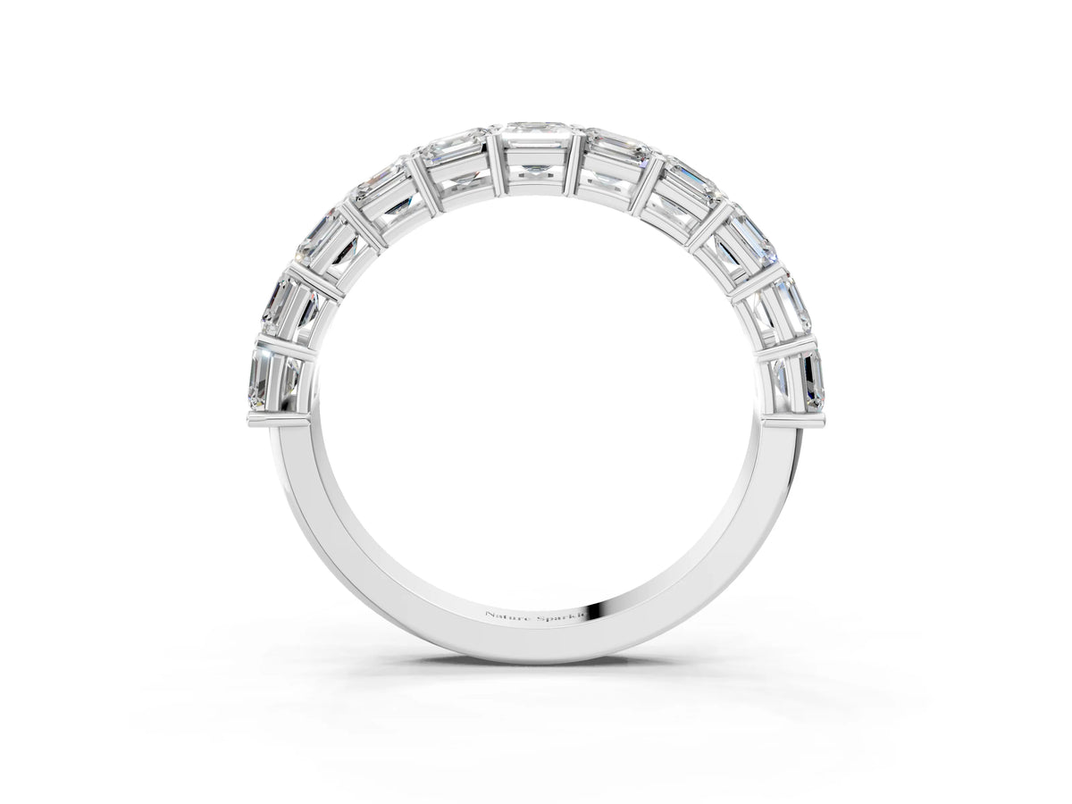 Platinum Asscher cut diamond Half Eternity Band with Shared Prong Setting_15