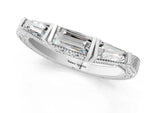 Platinum Baguette Cut Channel Set Milgrain Band with V-Prong Setting_7
