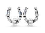 Platinum Baguette and Round Diamond Horseshoe Stud Earrings_4