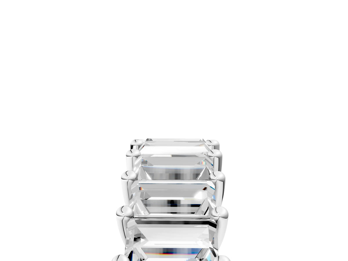 Platinum Baguette cut diamond Half Eternity Band with Shared Prong Setting_17