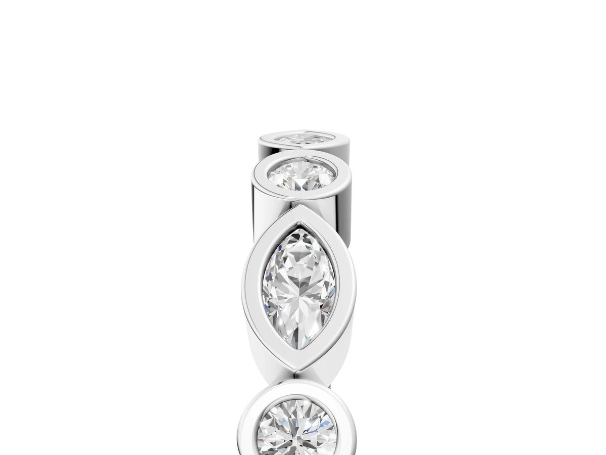 Platinum Bezel Set Marquise and Round Diamond Stackable Band_17