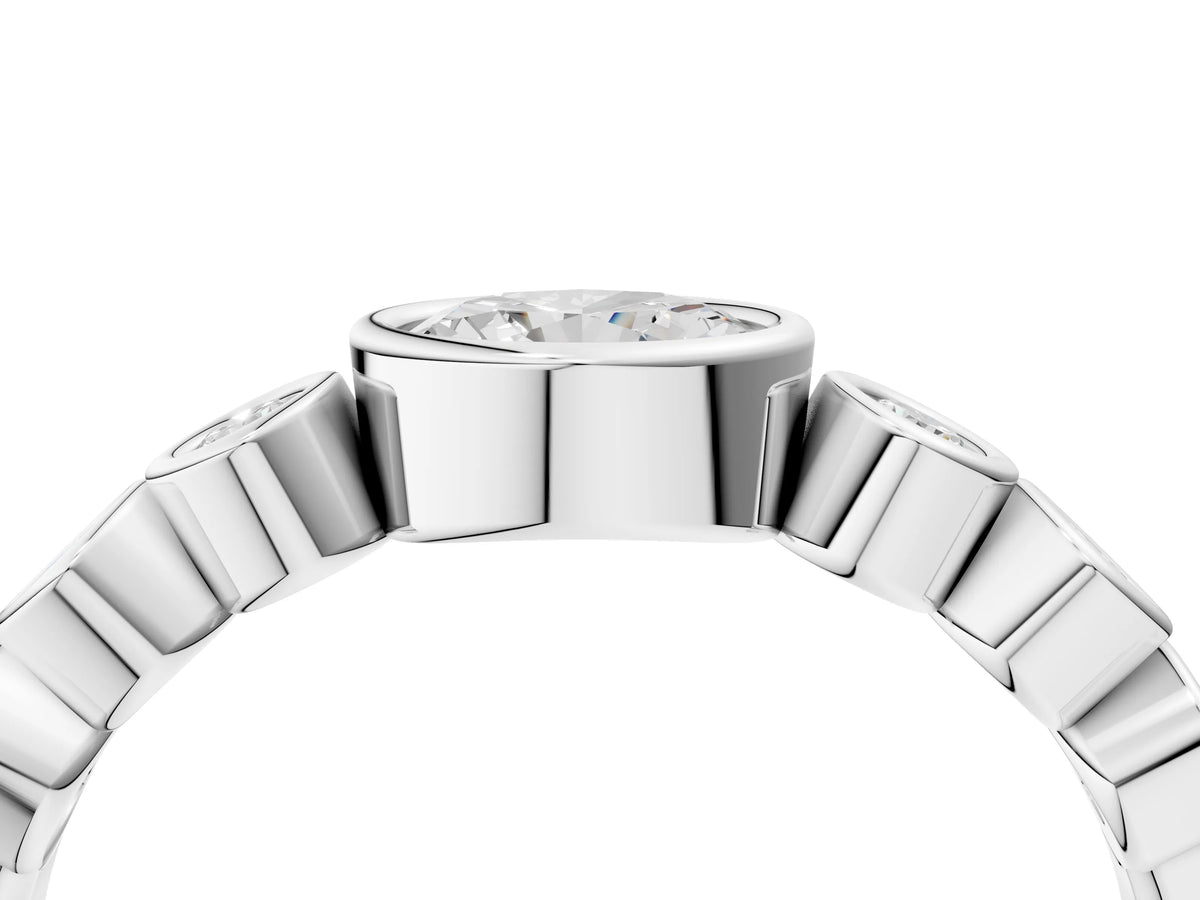 Platinum Bezel Set Oval Diamond Half Eternity Band_16