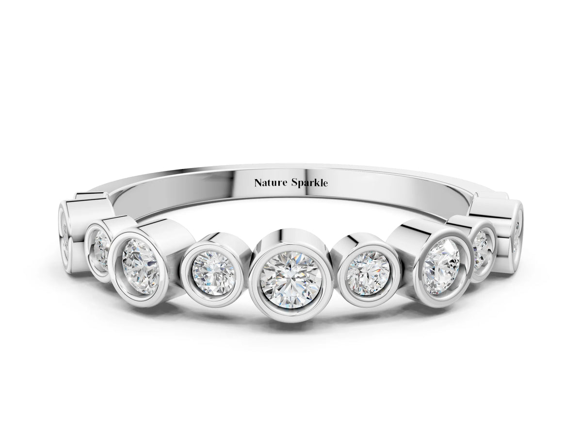 Platinum Bezel Set Round Diamond Half Eternity Band_12