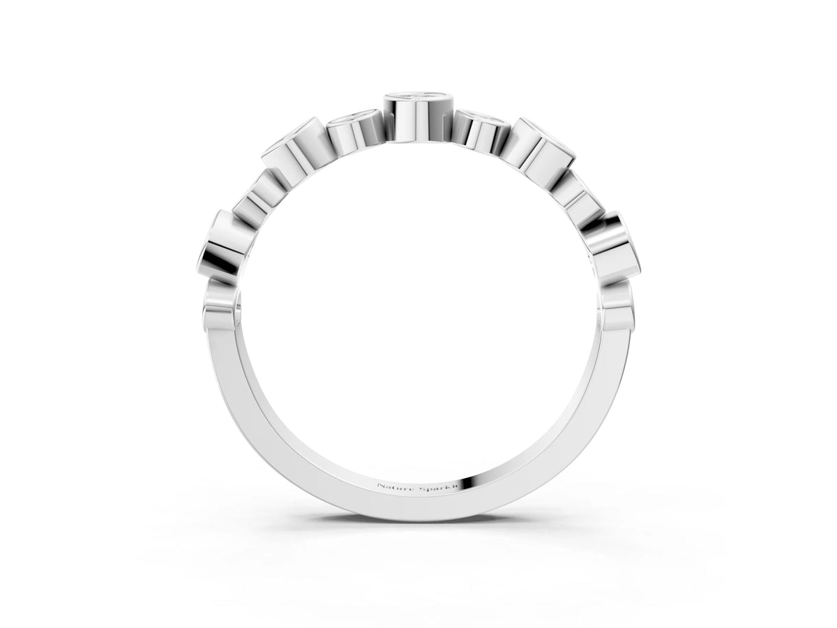 Platinum Bezel Set Round Diamond Half Eternity Band_15