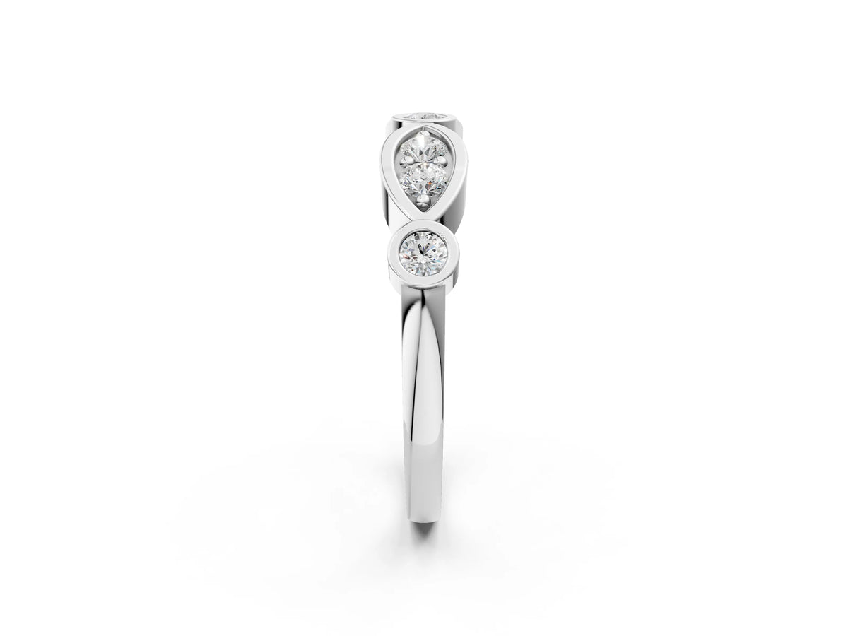 Platinum Bezel Set Round Diamond Marquise Band_14