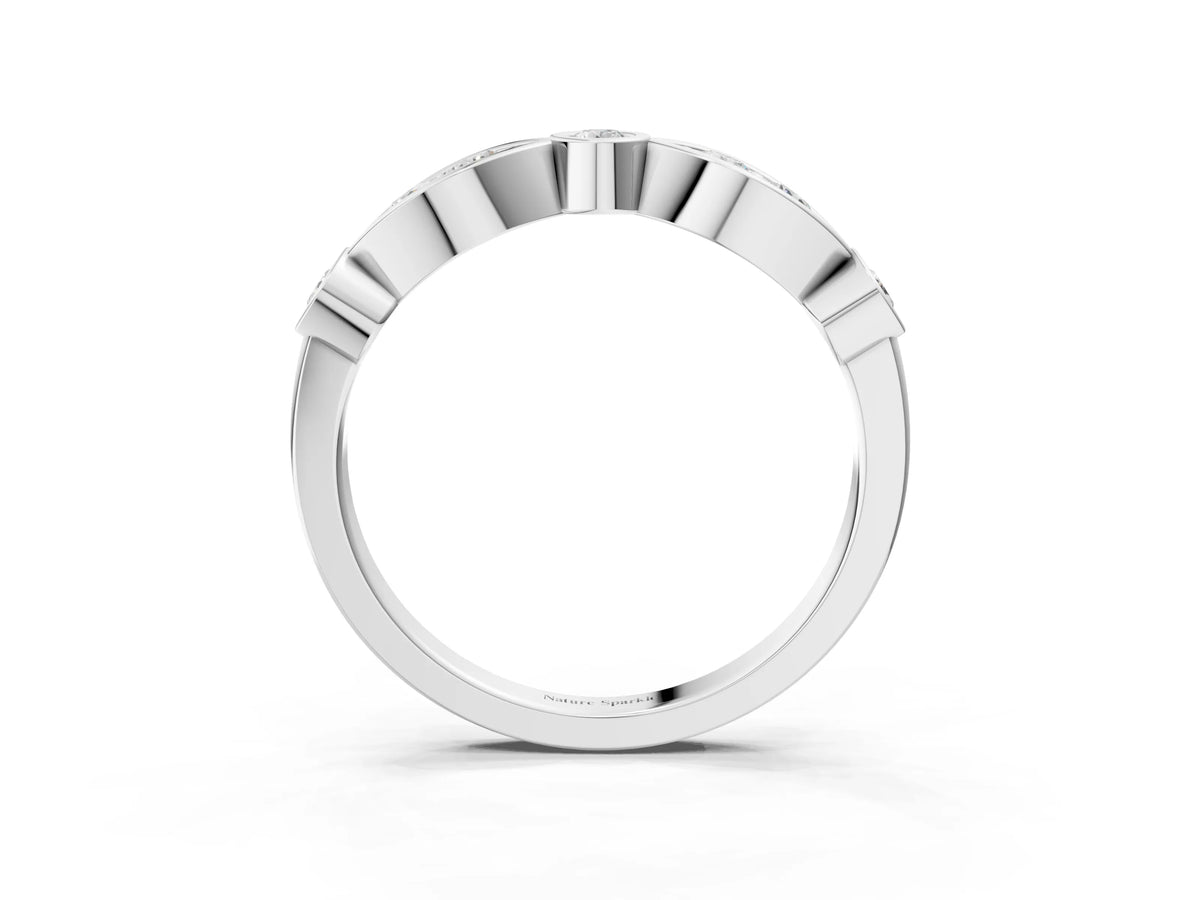 Platinum Bezel Set Round Diamond Marquise Band_15