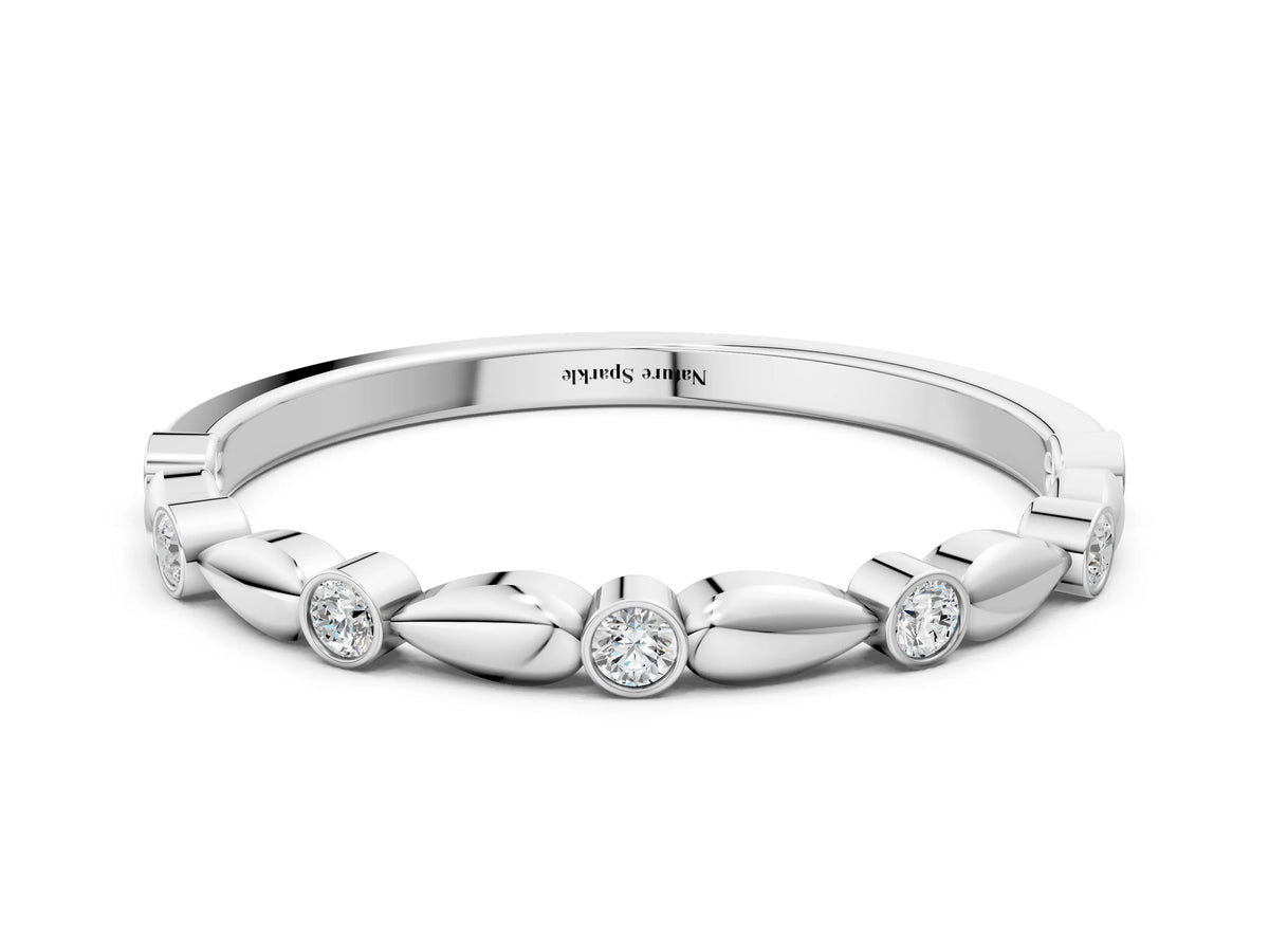 Platinum Bezel-Set Round Diamond Marquise Eternity Band_12
