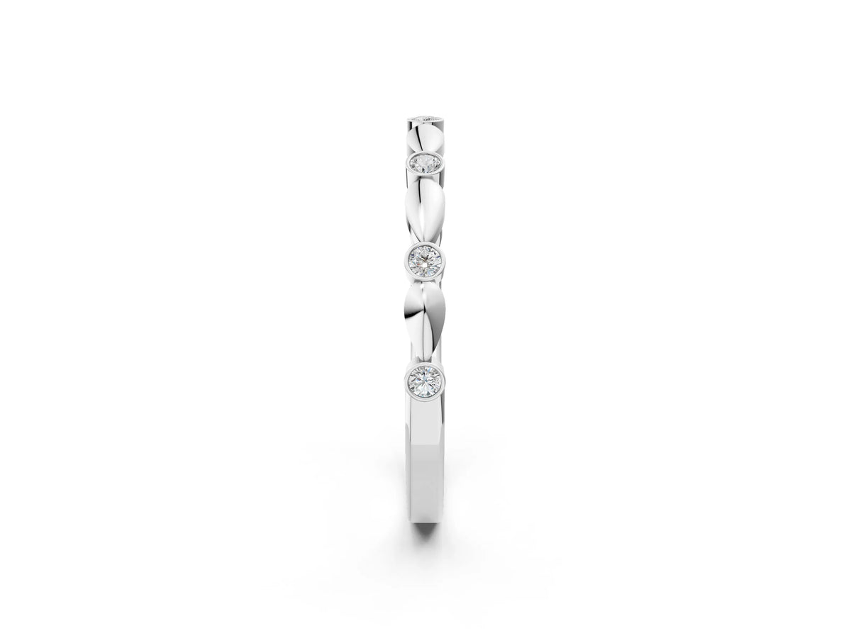 Platinum Bezel-Set Round Diamond Marquise Eternity Band_14