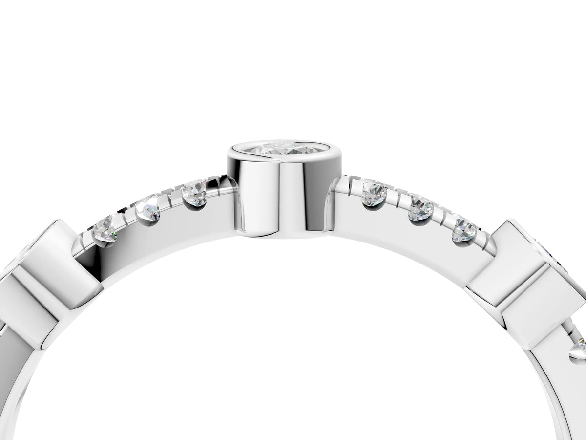 Platinum Bezel Set Round Diamond Pavé Band_16