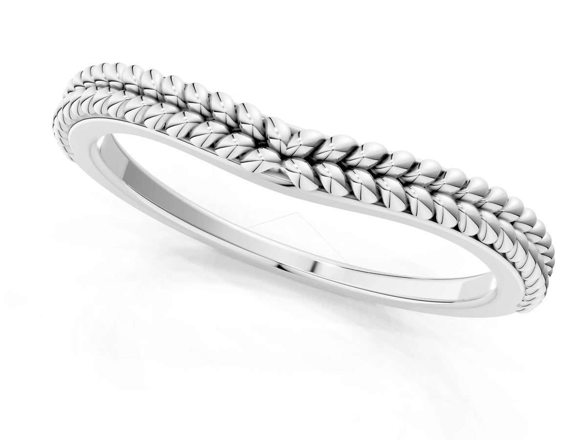 Platinum Braided Milgrain White Gold Contour Band_13