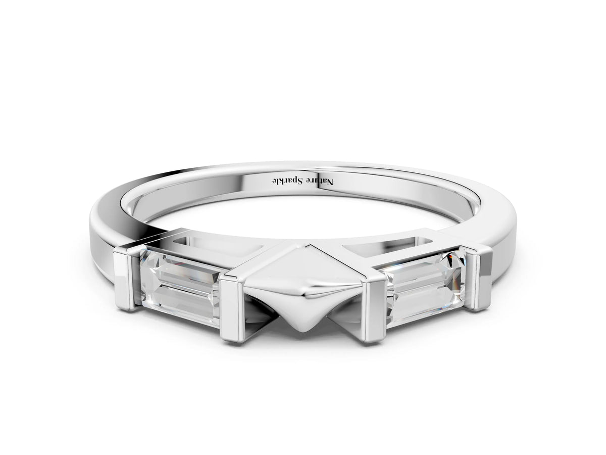 Platinum Channel Set Baguette Diamond Flat Band with Bar Prong Setting_12