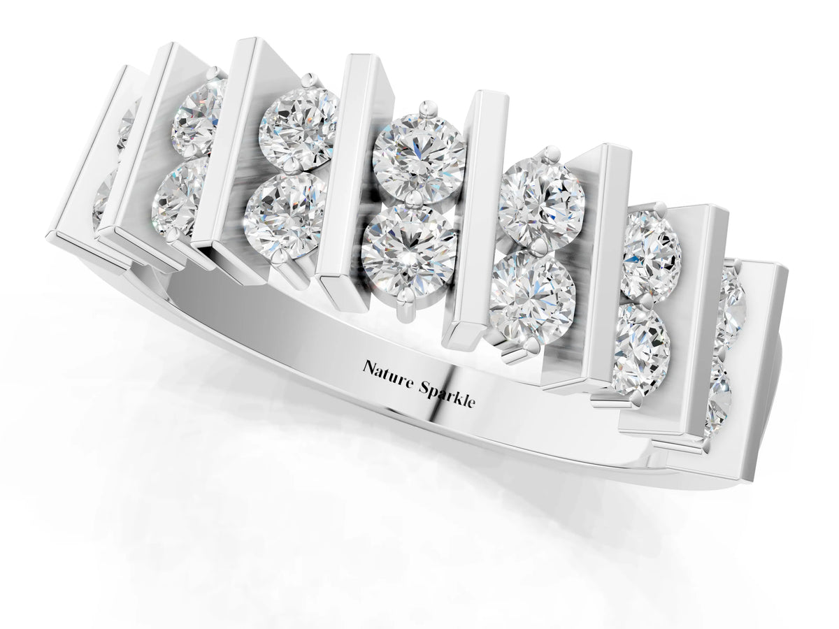 Platinum Channel Set Round Diamond Anniversary Band with Vertical Prongs_13