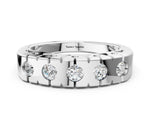 Platinum Channel Set Round Diamond Flat Band with Prong Setting_12