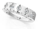 Platinum Channel Set Round Diamond Flat Band with Prong Setting_13