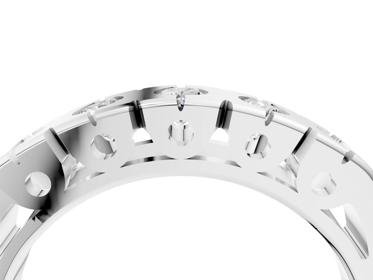 Platinum Channel Set Round Diamond Flat Band with Prong Setting_16