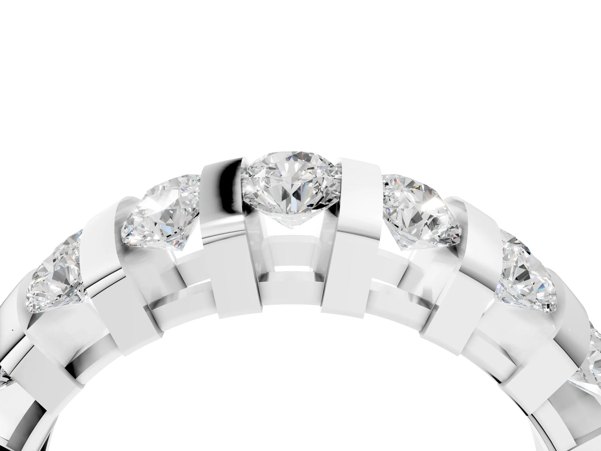 Platinum Channel-Set Round Diamond Multi-Row Band_10