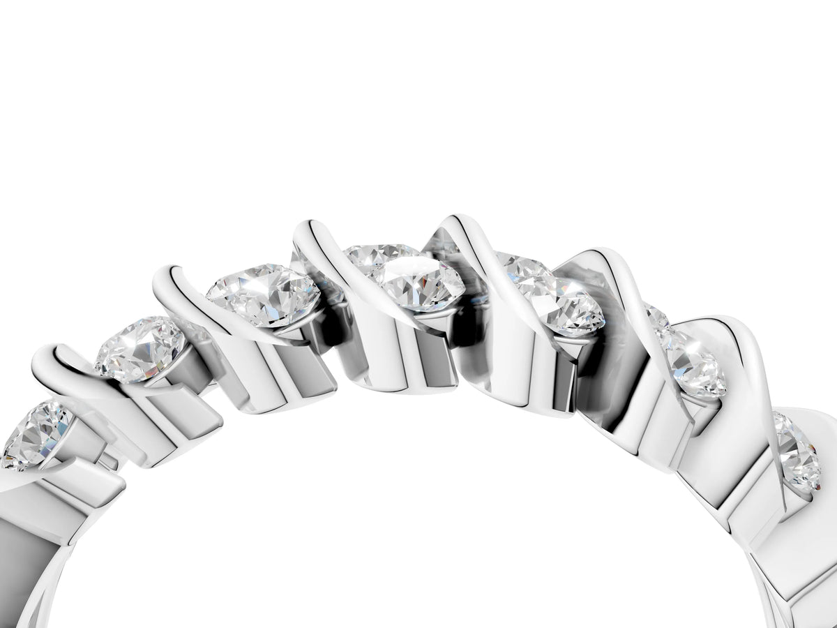 Platinum Channel Set Round Diamond Multi-Row Band_10