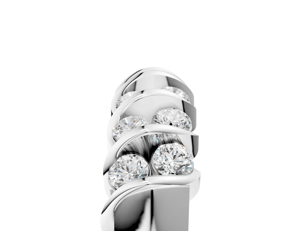 Platinum Channel Set Round Diamond Multi-Row Band_11