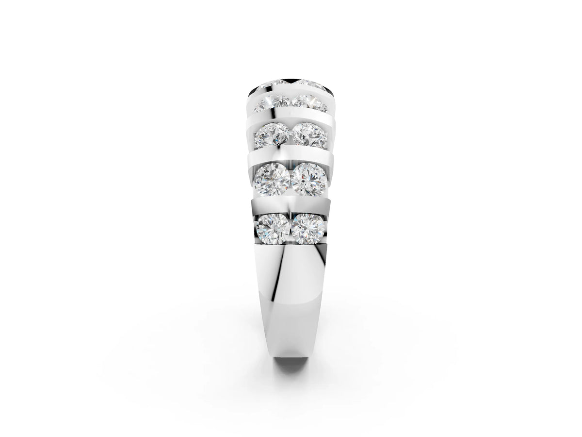 Platinum Channel-Set Round Diamond Multi-Row Band_8