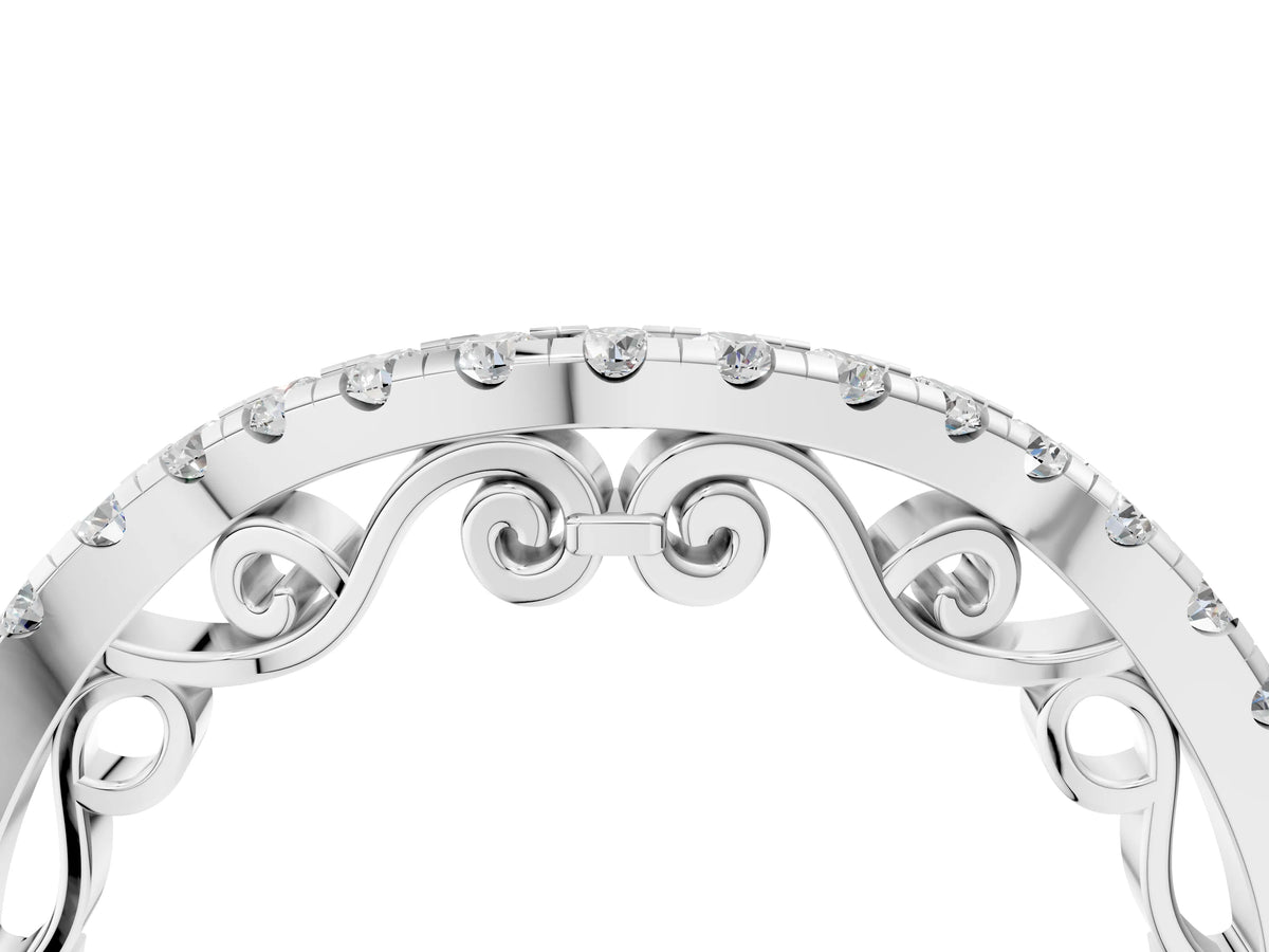Platinum Curved Diamond Pavé Round Eternity Band with Shared Prong Setting_16