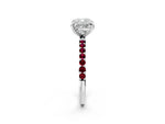 Platinum Cushion Cut Diamond Solitaire Ring with Round Garnet Pavé Band and Prong Setting_14