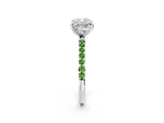 Platinum Cushion Cut Diamond Solitaire Ring with Round Peridot Pavé Band and Prong Setting_14