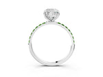 Platinum Cushion Cut Diamond Solitaire Ring with Round Peridot Pavé Band and Prong Setting_15