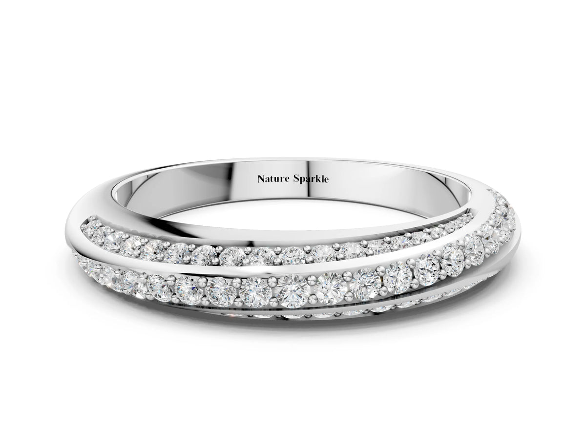 Platinum Double Row Pavé Round Diamond Channel Set Band_12