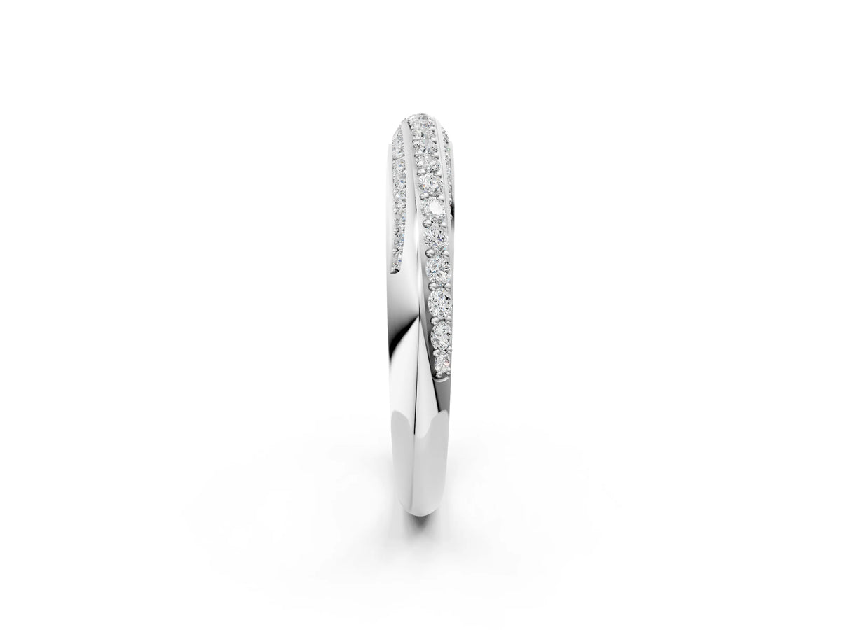 Platinum Double Row Pavé Round Diamond Channel Set Band_14