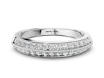 Platinum Double Row Pavé Round Diamond White Gold Band with Shared Prong Setting_12