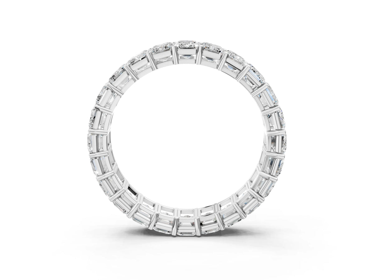 Platinum Emerald Cut Diamond Eternity Band with Shared Prong Setting_15