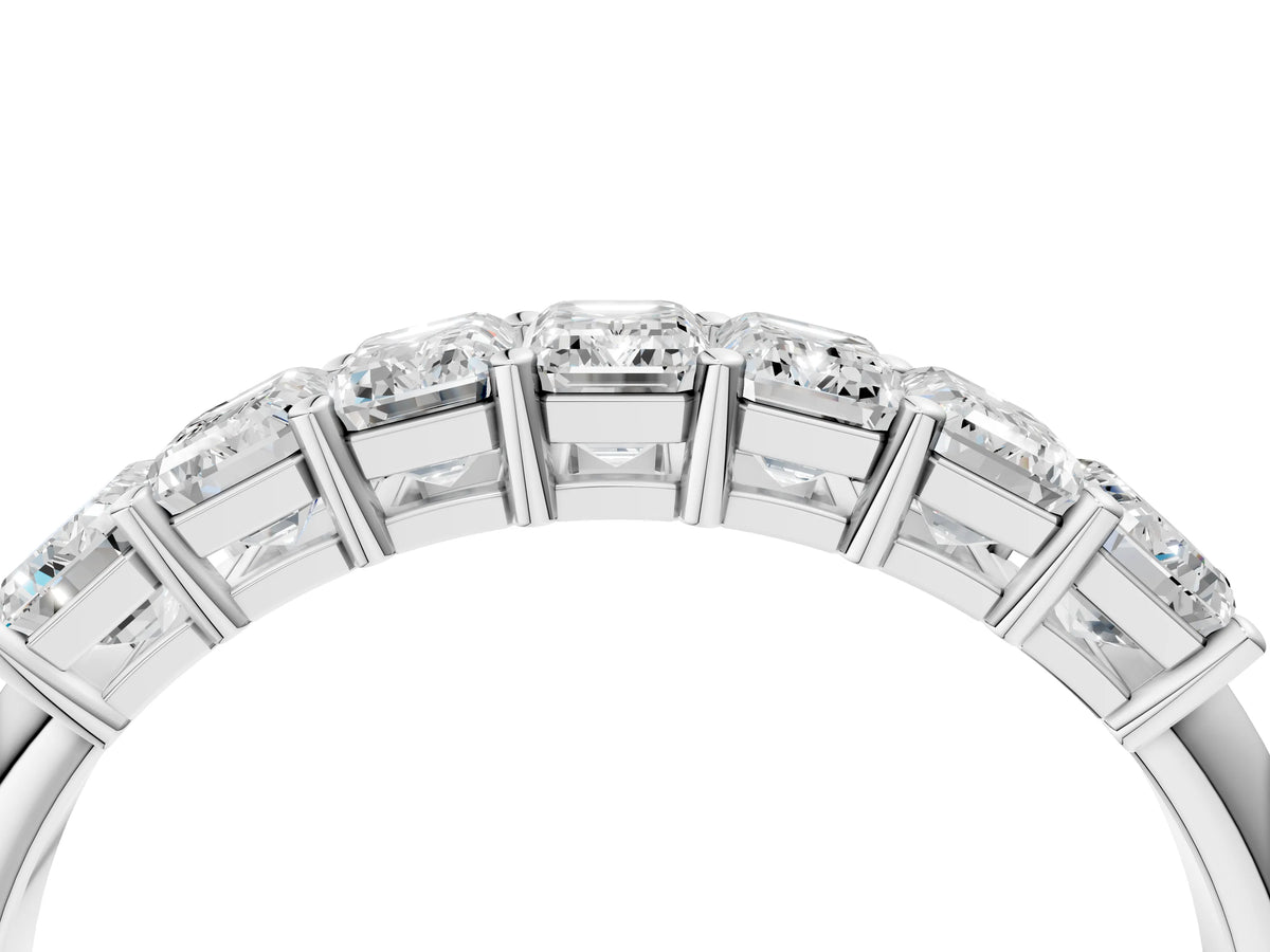 Platinum Emerald Cut Diamond Prong-Set Half Eternity Band_10