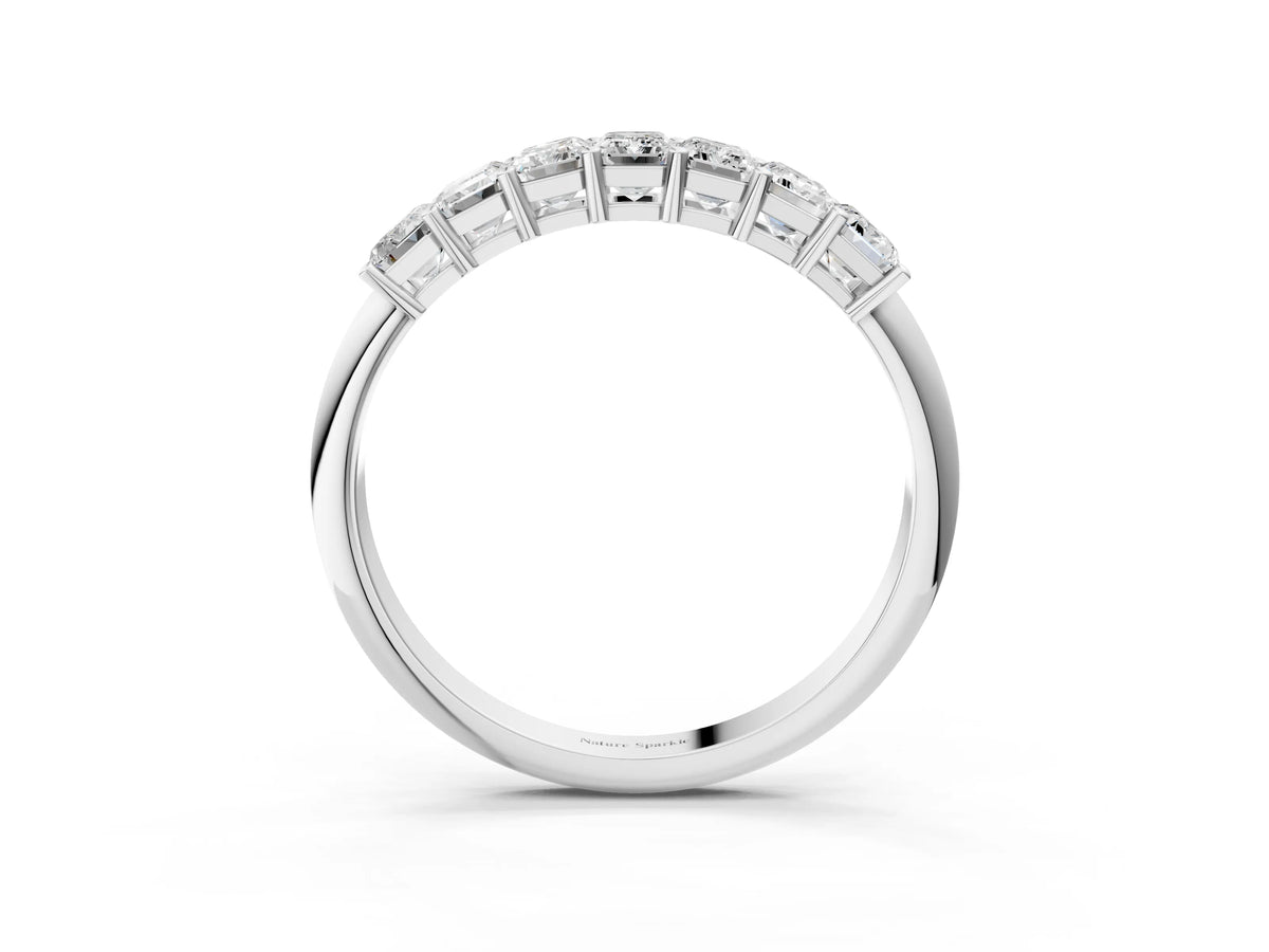 Platinum Emerald Cut Diamond Prong-Set Half Eternity Band_9