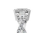 Platinum Emerald Cut Diamond Solitaire Ring with Four-Prong Setting and Twisted Pavé Band_11