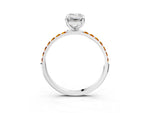 Platinum Emerald Cut Diamond Solitaire Ring with Round Citrine Pavé Band and Prong Setting_9