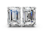 Platinum Emerald Cut Diamond Stud Earrings_3