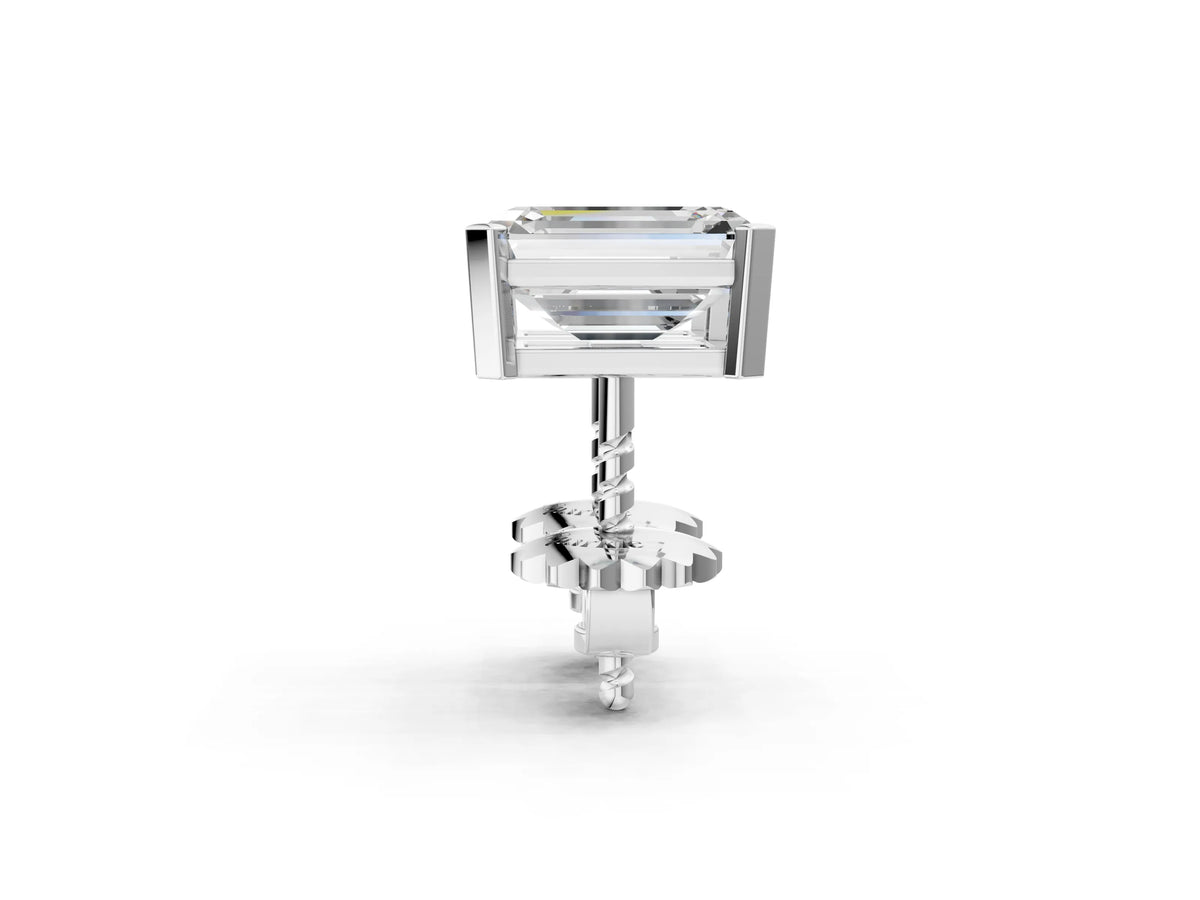 Platinum Emerald Cut Diamond Stud Earrings_5
