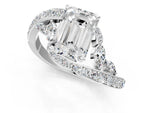 Platinum Emerald Cut Solitaire with Pavé Twist Band and Four-Prong Setting_7