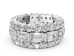 Platinum Emerald Cut and Round Diamond Three-Row Eternity Mens Band_6