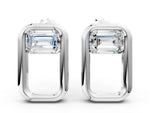 Platinum Emerald Diamond Open Frame Stud Earrings_6