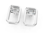Platinum Emerald Diamond Open Frame Stud Earrings_7