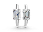 Platinum Emerald Diamond Solitaire Huggie Hoop Earrings_2