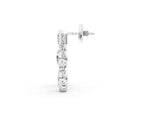 Platinum Emerald, Round and Pear Diamond Bezel Drop Earrings_3