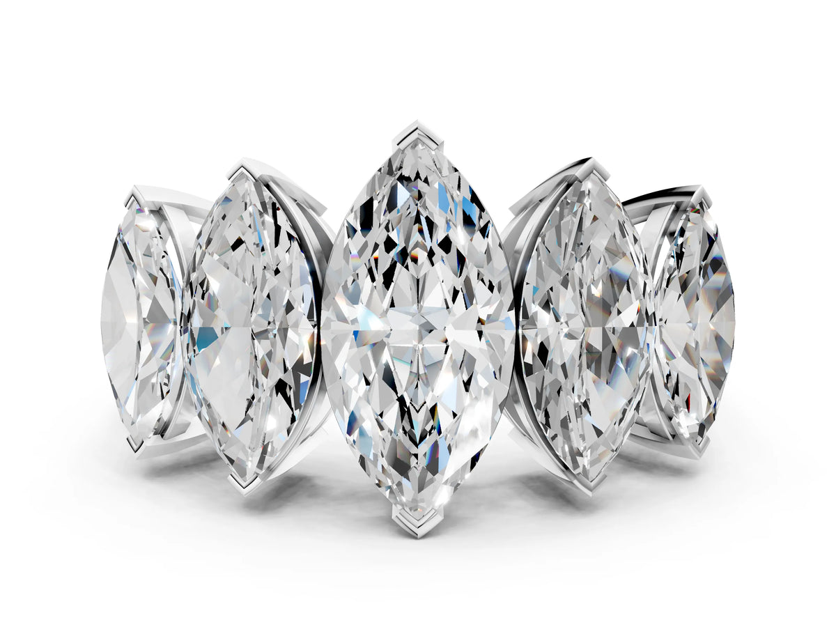 Platinum Five-Stone Marquise Diamond Prong Set Band_12